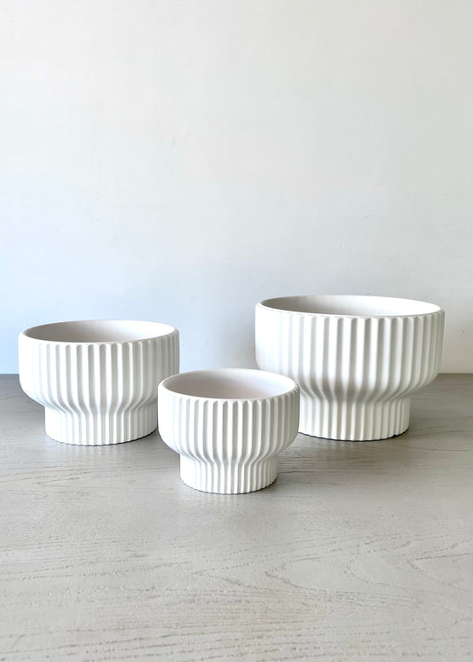 Macetero Acanalado blanco