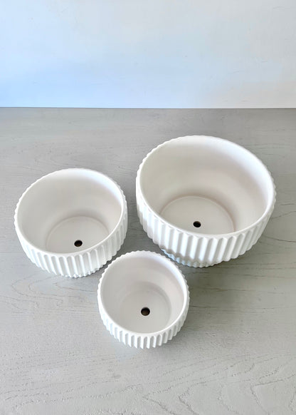 Macetero Acanalado blanco